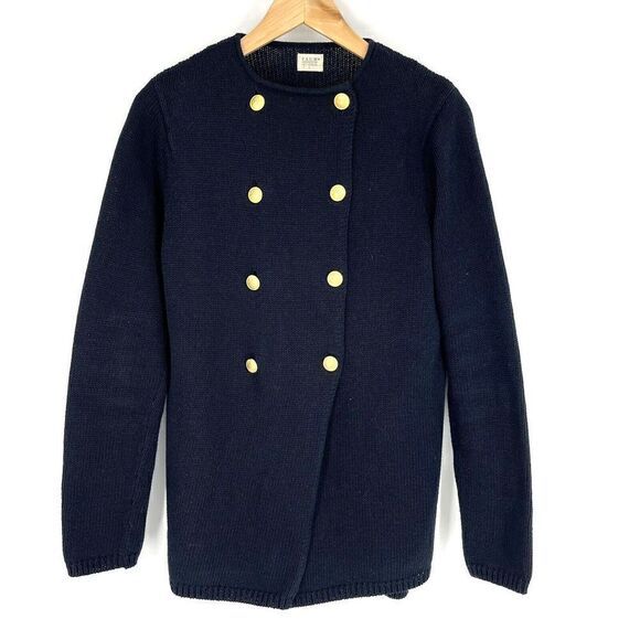 PAUW Amsterdam Sweater Size 1 Womens Small Navy Double Breasted Gold Button Knit - Picture 1 of 8
